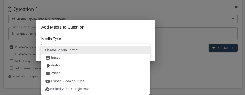 media drop down menu screenshot