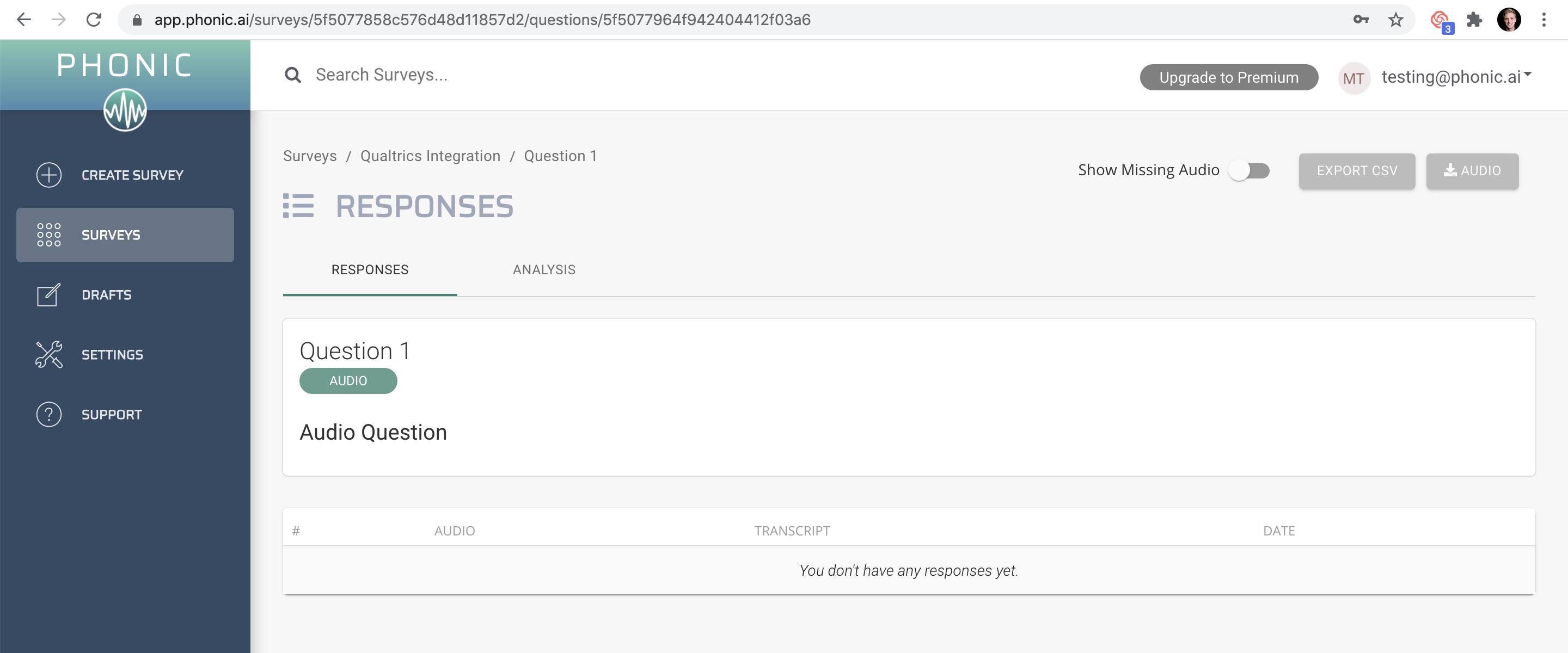 settings page screenshot