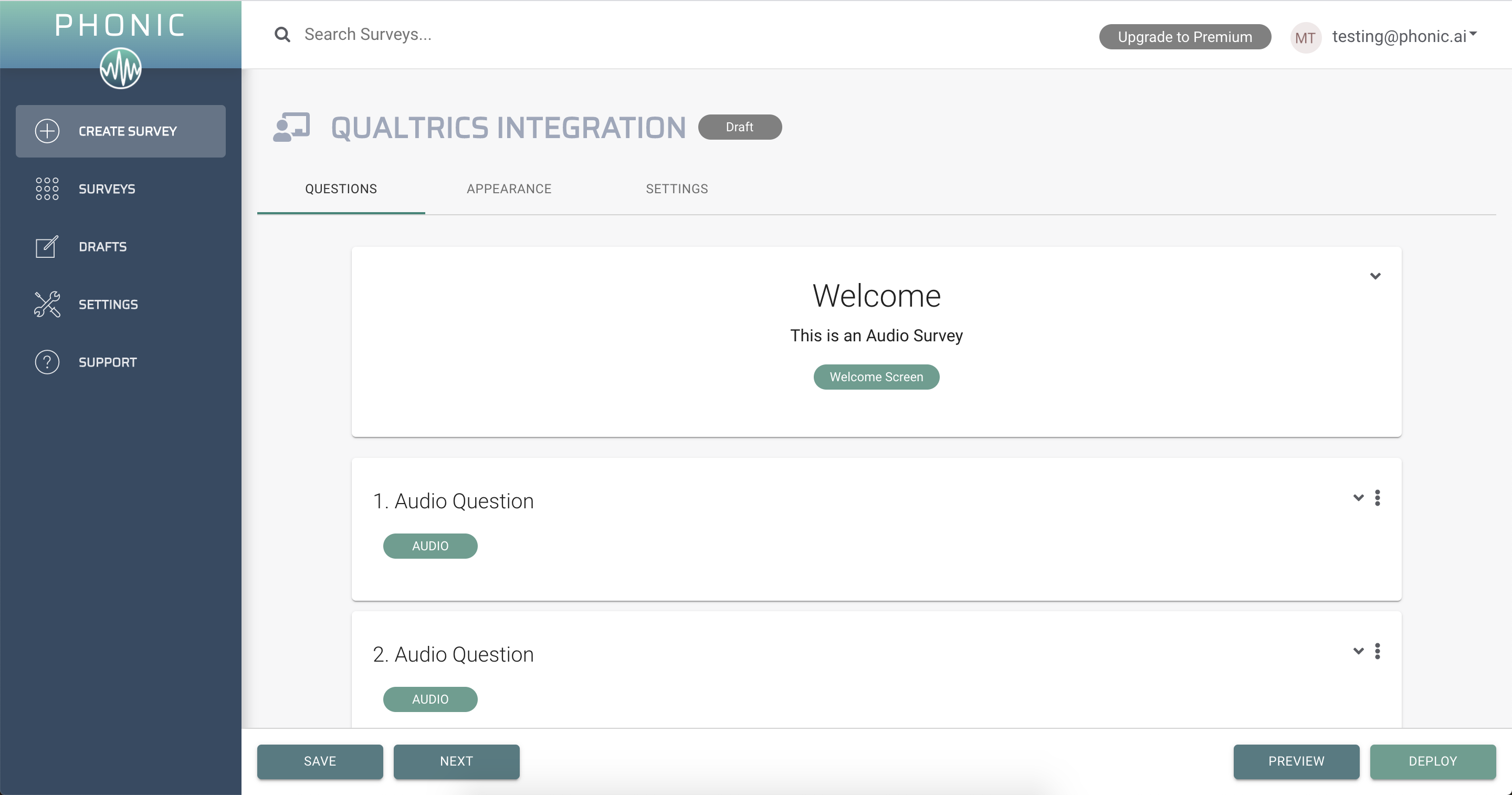 settings page screenshot