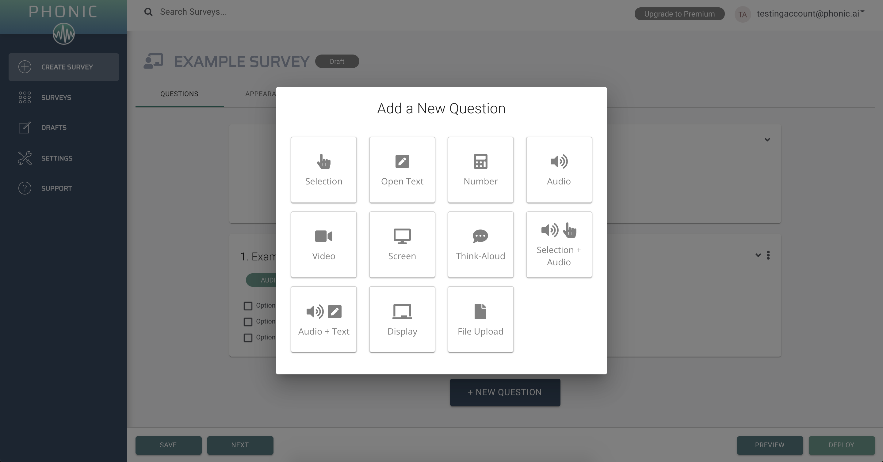 question drop down menu screenshot