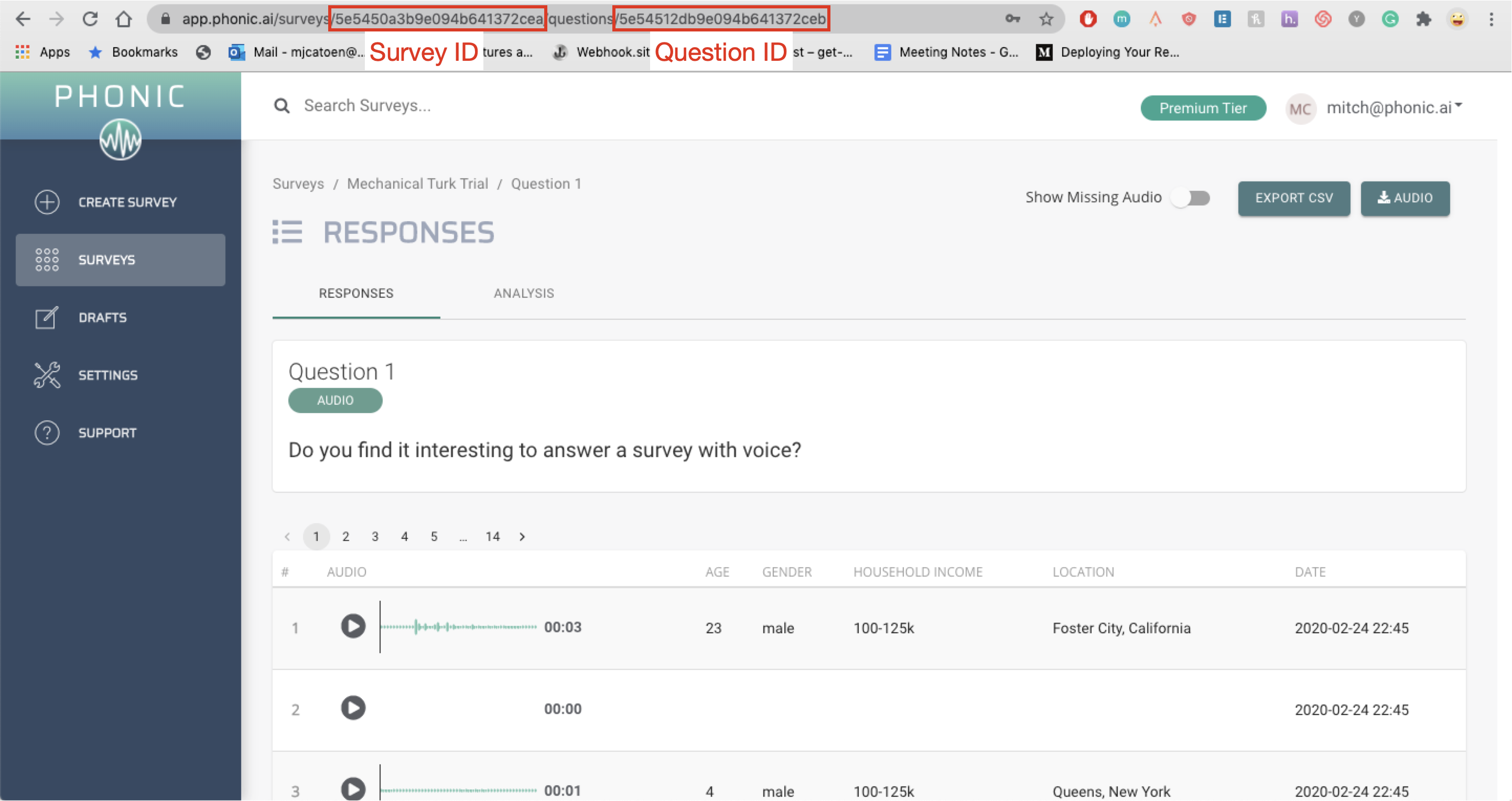 audio question screenshot